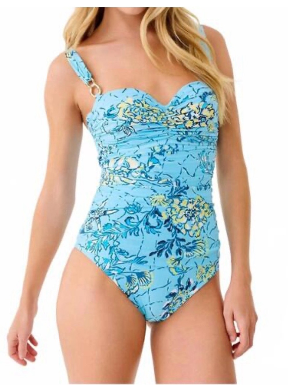 NWT Lilly Pulitzer Solaria Breakers Blue Sweetheart One-Piece Swimsuit 12